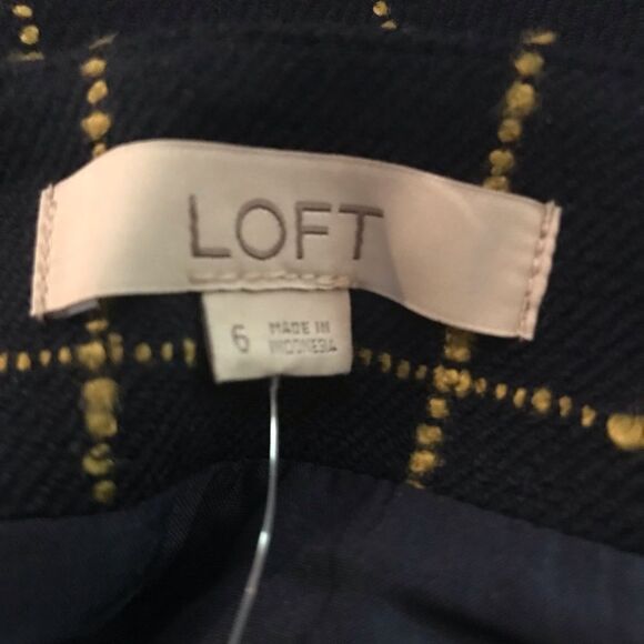 LOFT Pencil Skirt Women's Size 6 Blue & Yellow Plaid Knee-Length Workwear NWT - Picture 6 of 7